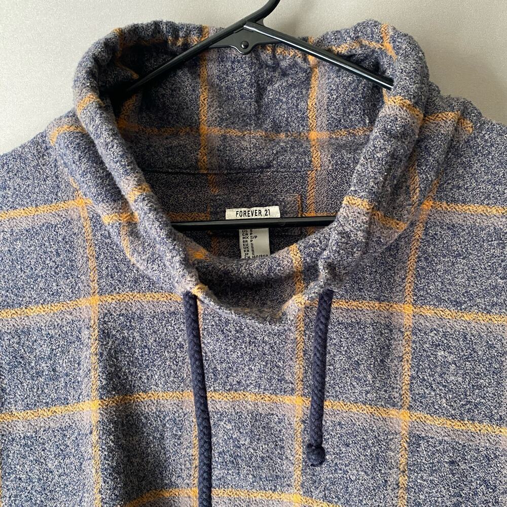 Forever 21 sz S gray gold plaid cowl neck cropped‎ jacket - Picture 2 of 9